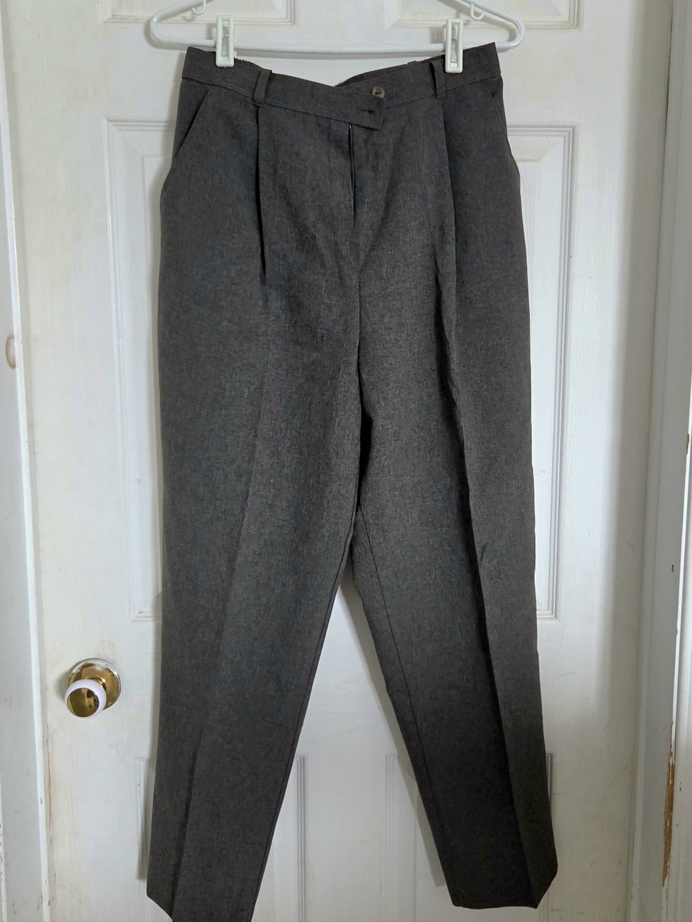 Womens Classic Charcoal Pleated Dress Pants